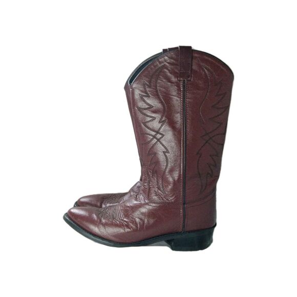 Old West Cowboy Boots Men’s Size 11 D Burgundy Wine Leather SCM7013 main image 11